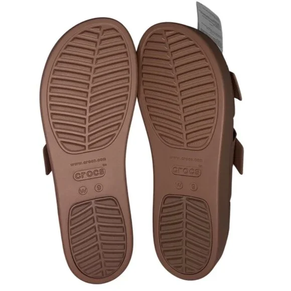 Crocs Brooklyn Buckle Wedges Latte Lightweight Comfort Sandals Size 9 New - Picture 10 of 11